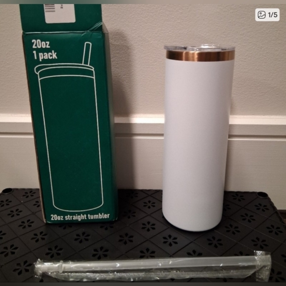 White Stainless Steel 20oz Tumbler with Clear Lid
